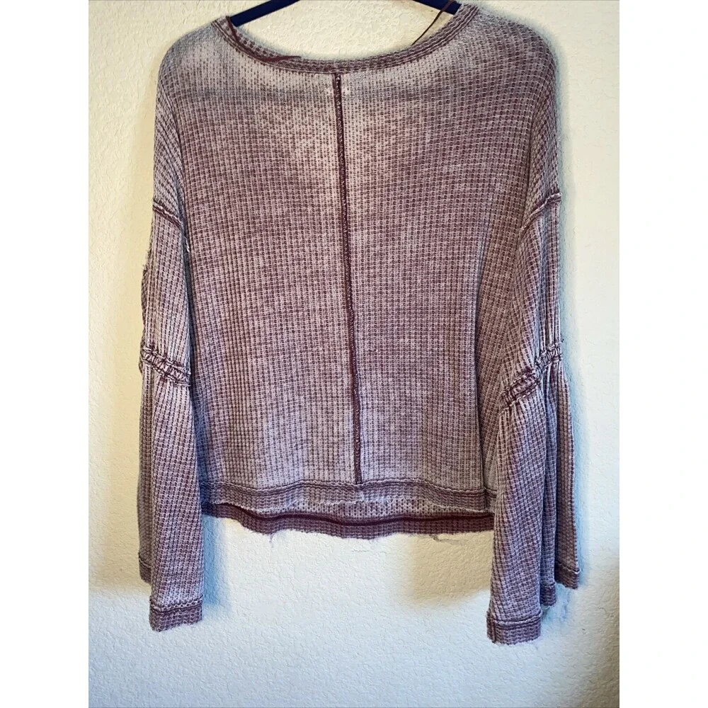 Free People Dahlia thermal Women boho Bell Sleeve top Xs Shirt hippie fairy